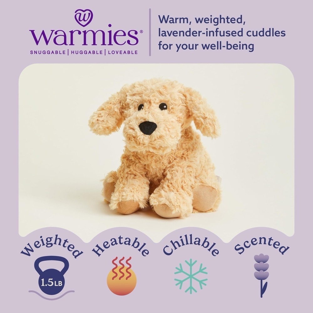 Warmies Plush Weighted Brown Golden Puppy Dog Microwaveable Stuffed Animal Hug
